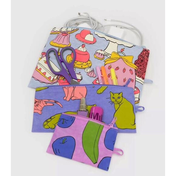 NEW! Baggu GO POUCH 3-PIECE SET in “Still Life” Limited Ed. Recycled Nylon Bags - Picture 4 of 9